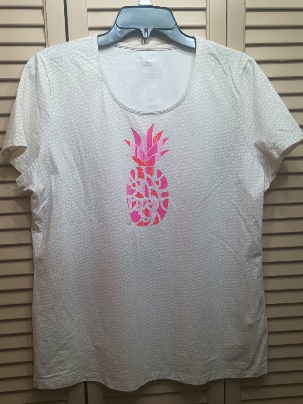 Kim Rodgers Pineapple Motif Short Sleeve Top XL